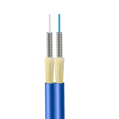 Aramid cuenta un cuento el duplex apretado GJSFJBV acorazado del almacenador intermediario de la fibra del roedor anti interior del cable óptico