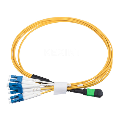 Cordón de remiendo óptico de la fibra de 8 bases MPO MTP al cable a dos caras del desbloqueo del LC