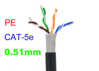 El cable de cobre al aire libre de la prenda impermeable PE Cat5e, protegió la velocidad de Lan Cable UTP 24AWG