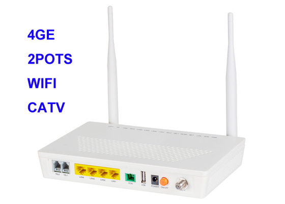 Pila dual IPv4 e IPv6 de la ayuda del gigabit GEPON ONU 1 USB 4GE 2POTS WIFI CATV de Ethernet 4