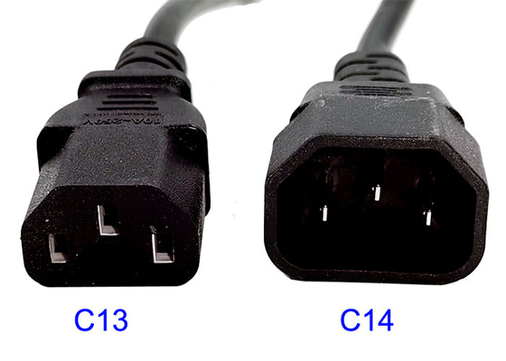 El cable eléctrico de C13 C14 reviste PDU negra IEC320 de Lan Cable con cobre el 1.5m 18AWG C19 C20 certificada