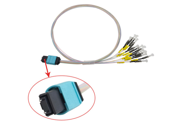 40G MTP MPO al cable de fribra óptica con varios modos de funcionamiento desnudo USCONEC del cordón de remiendo de la virola OM3 del LC