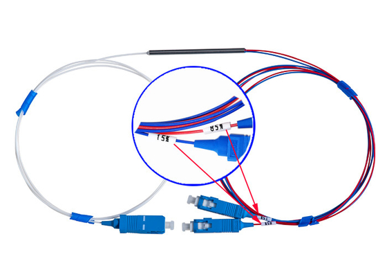 de la directividad 18dB del acoplador de la fibra mini 0,9 SC/UPC conectores óptico del WDM FBT 15/85 1×2