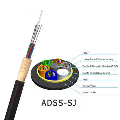 Cable óptico 24 de la fibra de la envoltura del doble de ADSS 48 96 cable de la base FTTH