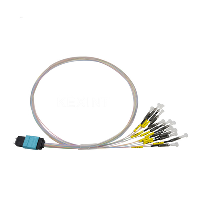 Virola con varios modos de funcionamiento OM3 OM4 12 del cable del remiendo de la fibra óptica de FTTH MTP LC fibras 0.7m m los 0.5m