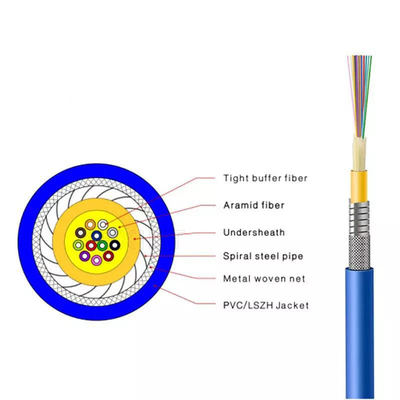 Cable óptico liado interior de la fibra acorazada de acero multifilar de la cinta de KEXINT FTTH GJSFJV