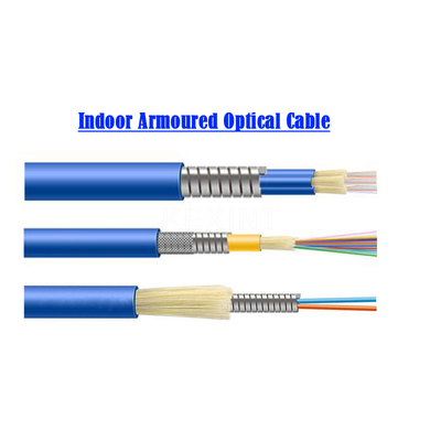 Cable óptico SM azul de la fibra interior de KEXINT GJKXTKJ-48B6a2 FTTH GJSFJV con varios modos de funcionamiento