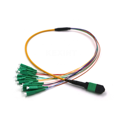 Conector de la base MTP MPO LC del cable 24 del tronco de la fibra óptica de OM3 OM4 G657A