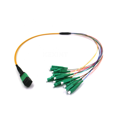 Conector de la base MTP MPO LC del cable 24 del tronco de la fibra óptica de OM3 OM4 G657A