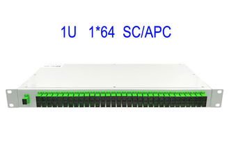 caja del divisor SC/APC del PLC de la fibra óptica del × 64 SM del soporte de estante 1U 1 19 pulgadas de blanco